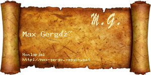 Max Gergő névjegykártya